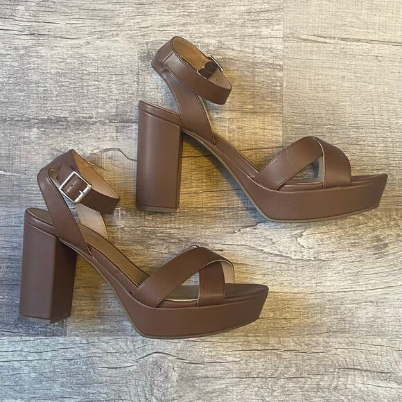 Sun + Stone Lillah Block Heel Platform Dress Sandals, Brown Women Size 11M NWOT - Picture 9 of 12